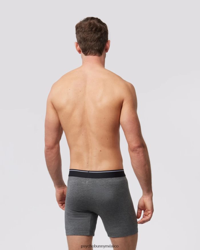 Calzoncillos tipo bóxer de punto liso para hombre, paquete de 2 gris mezclado negroR46422741 Psycho Bunny