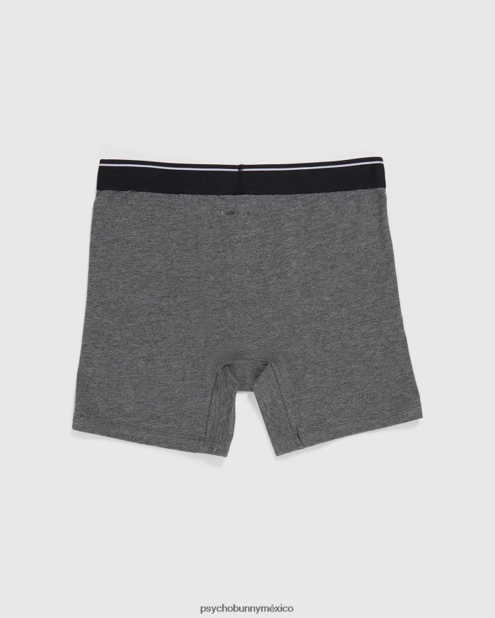 Calzoncillos tipo bóxer de punto liso para hombre, paquete de 2 gris mezclado negroR46422741 Psycho Bunny