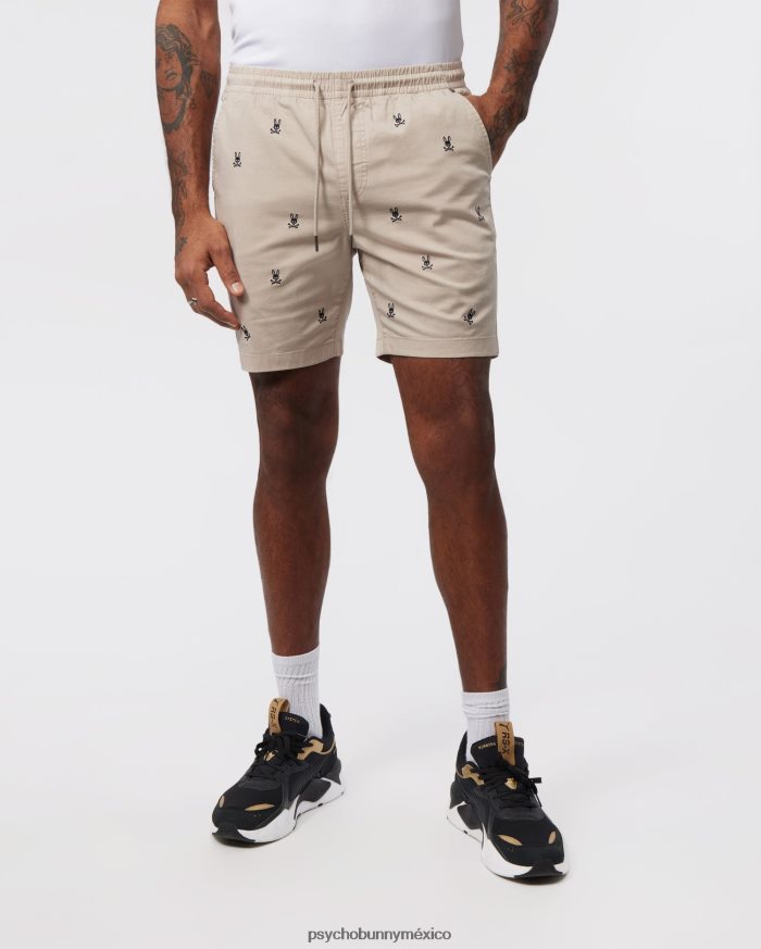 pantalón corto con cintura elástica y bordado de islas para hombre areniscaR46422446 Psycho Bunny