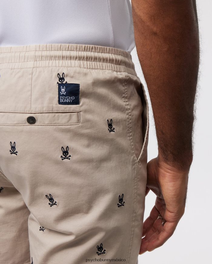 pantalón corto con cintura elástica y bordado de islas para hombre areniscaR46422446 Psycho Bunny