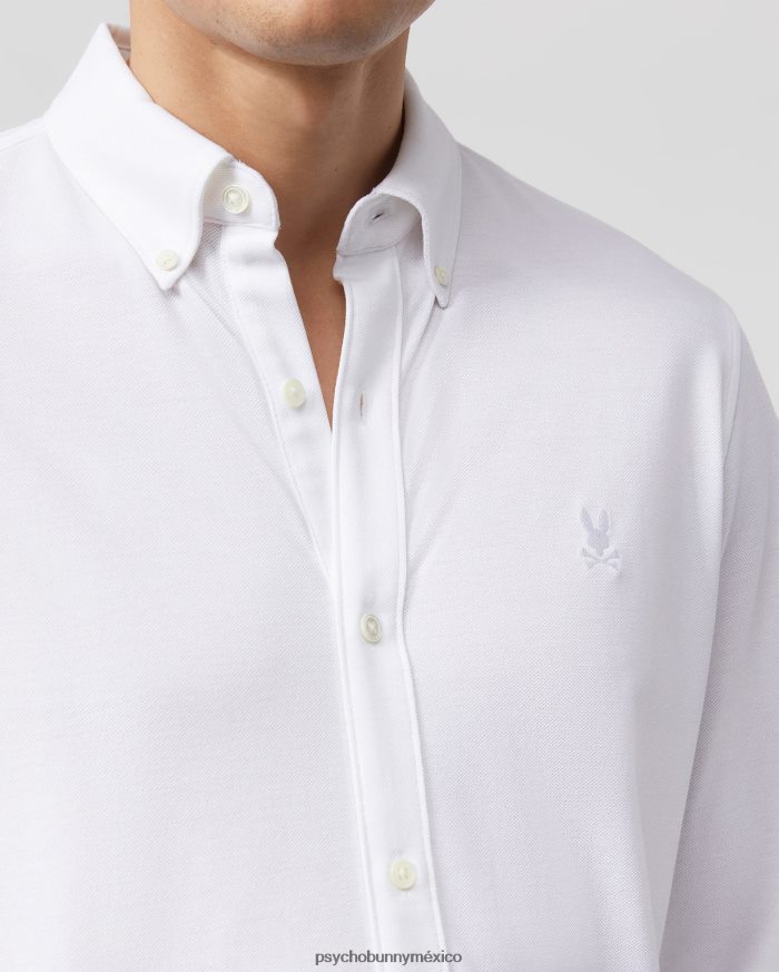 Camisa Oxford de piqué de algodón de manga larga Astor para hombre blancoR46422374 Psycho Bunny