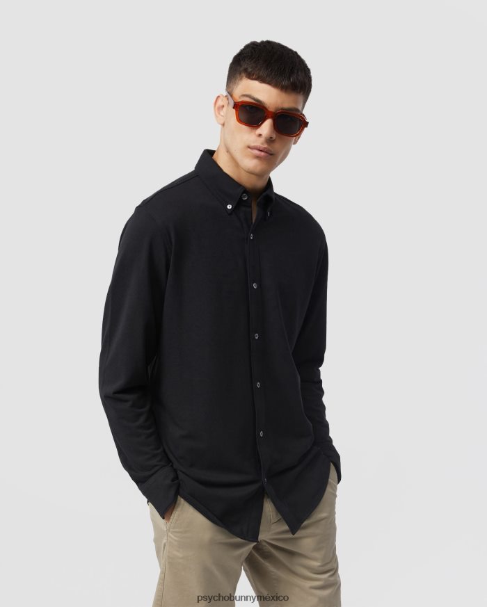 Camisa Oxford de piqué de algodón de manga larga Astor para hombre negroR46422387 Psycho Bunny