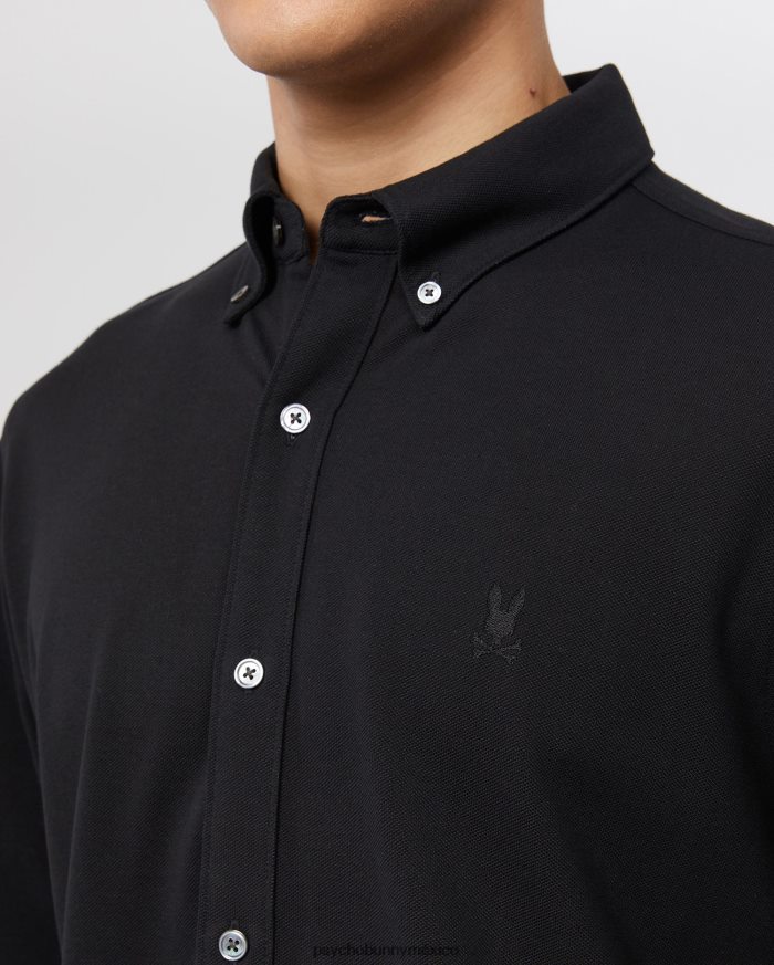 Camisa Oxford de piqué de algodón de manga larga Astor para hombre negroR46422387 Psycho Bunny