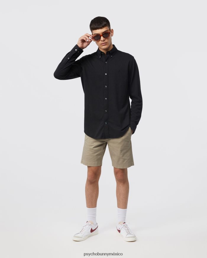 Camisa Oxford de piqué de algodón de manga larga Astor para hombre negroR46422387 Psycho Bunny