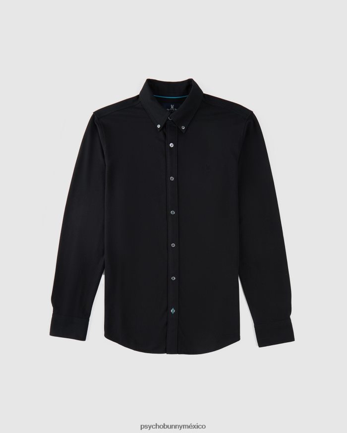 Camisa Oxford de piqué de algodón de manga larga Astor para hombre negroR46422387 Psycho Bunny