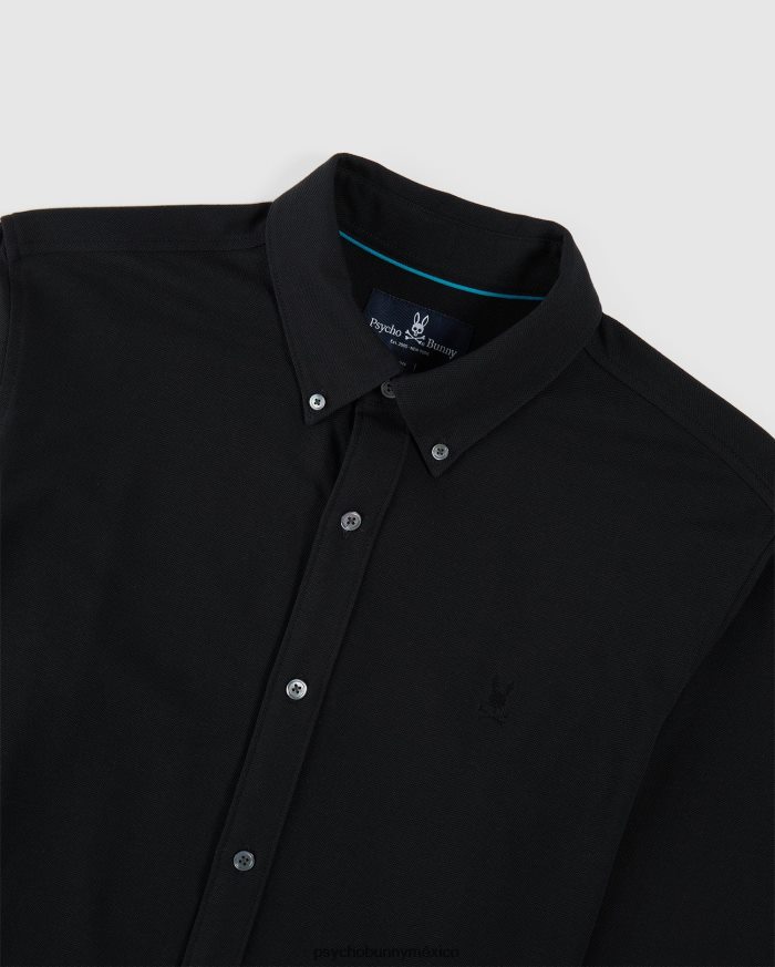 Camisa Oxford de piqué de algodón de manga larga Astor para hombre negroR46422387 Psycho Bunny