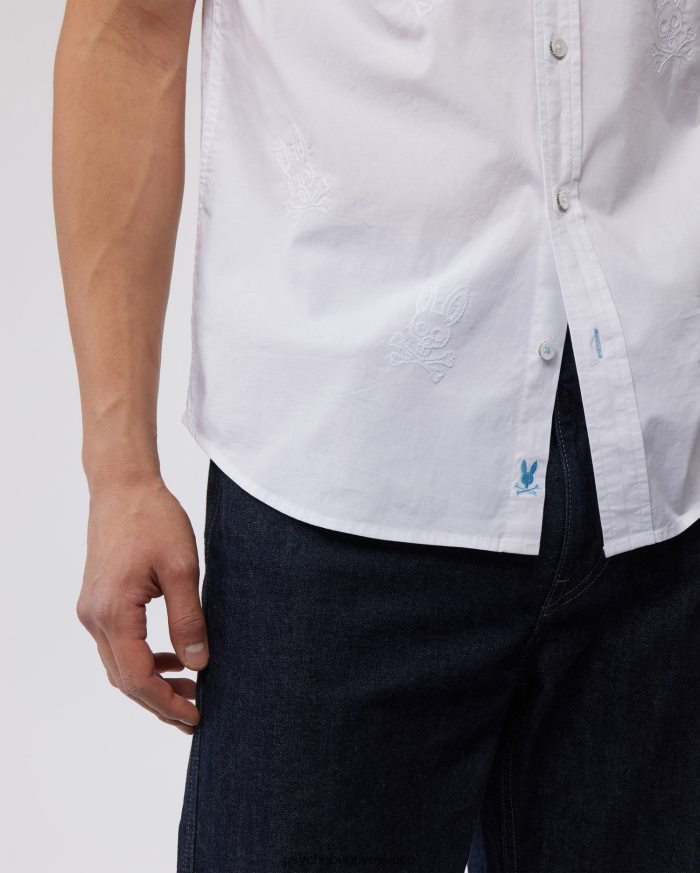 camisa de manga corta con conejito bordado en toda la prenda ligon para hombre blancoR46422377 Psycho Bunny