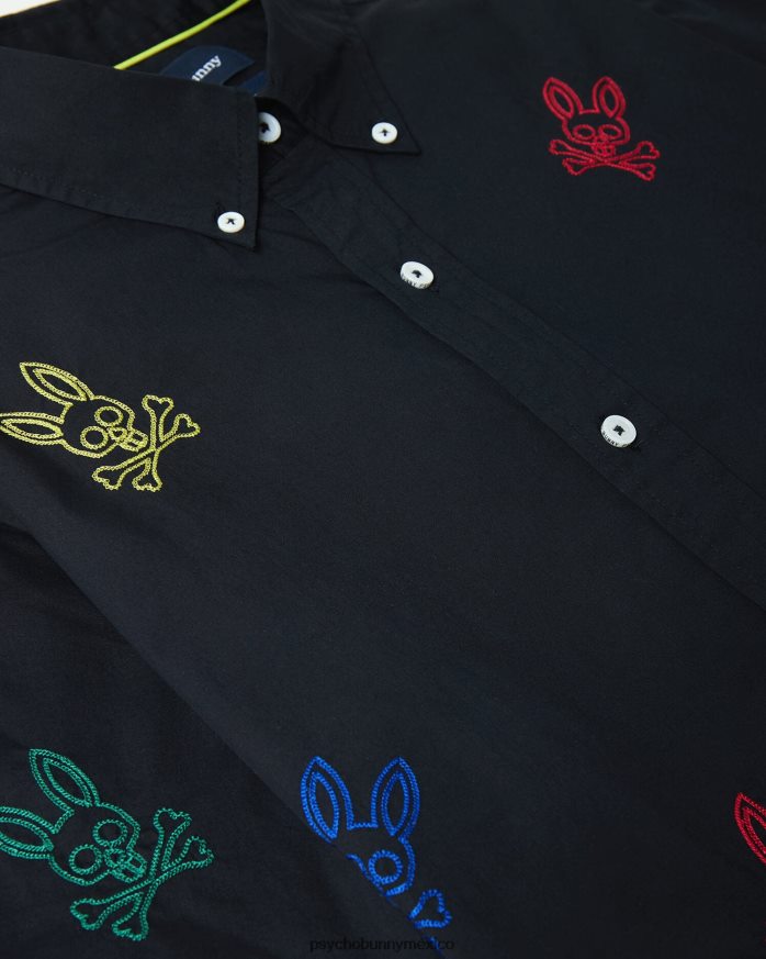 camisa de manga corta con conejito bordado en toda la prenda ligon para hombre negroR46422316 Psycho Bunny