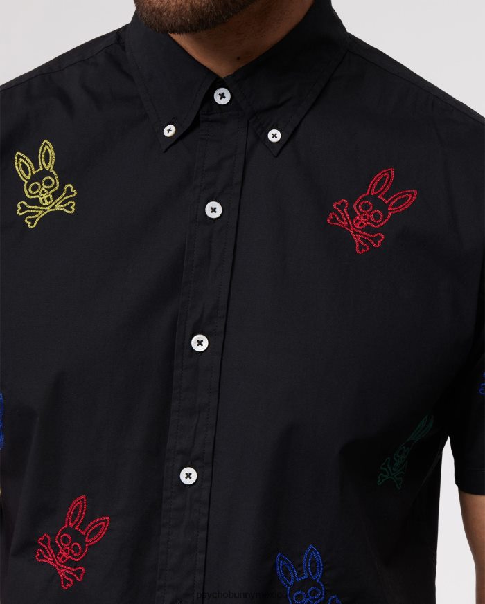 camisa de manga corta con conejito bordado en toda la prenda ligon para hombre negroR46422316 Psycho Bunny