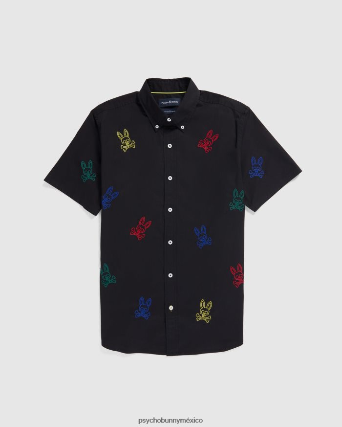 camisa de manga corta con conejito bordado en toda la prenda ligon para hombre negroR46422316 Psycho Bunny