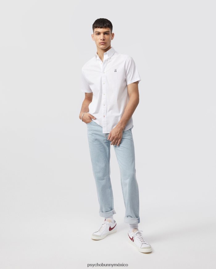 camisa de popelina de manga corta para hombre blancoR46422372 Psycho Bunny