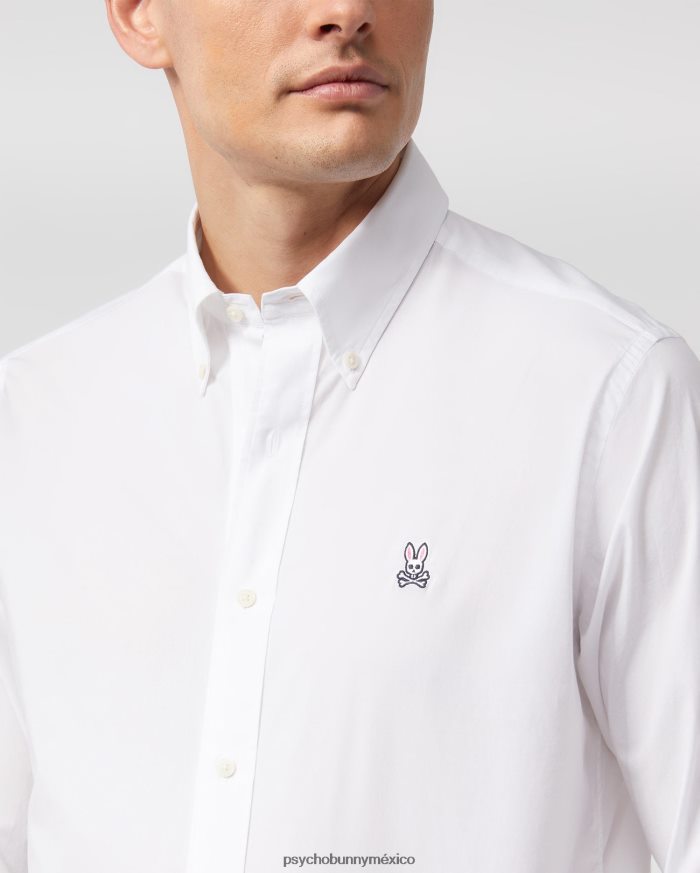 camisa de popelina de manga larga para hombre blancoR46422386 Psycho Bunny