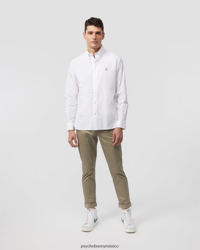 camisa de popelina de manga larga para hombre blancoR46422386 Psycho Bunny