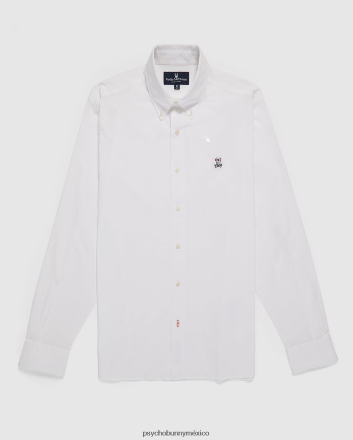 camisa de popelina de manga larga para hombre blancoR46422386 Psycho Bunny