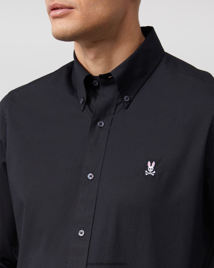 camisa de popelina de manga larga para hombre negroR46422383 Psycho Bunny
