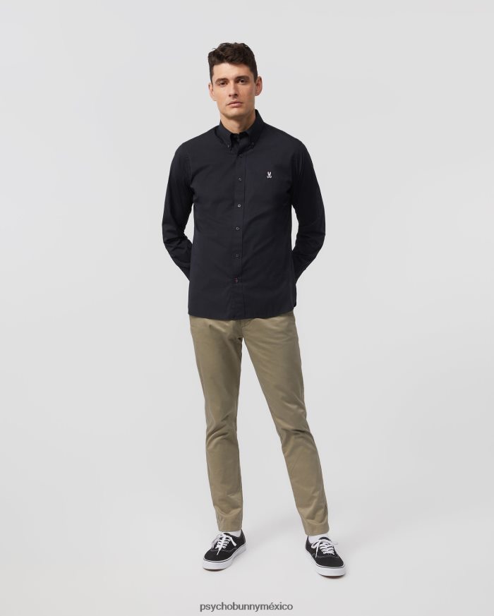 camisa de popelina de manga larga para hombre negroR46422383 Psycho Bunny