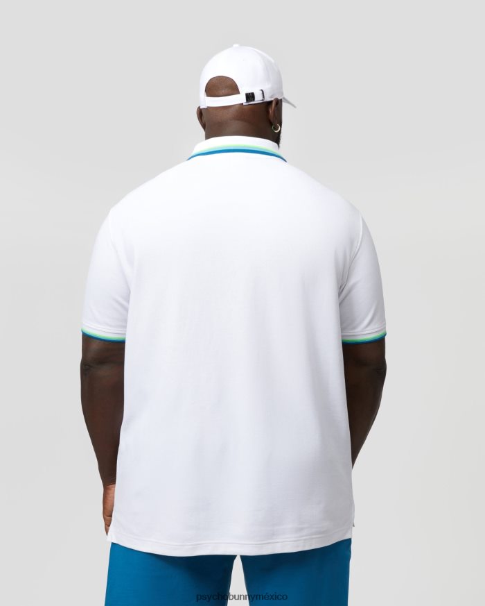 polo a rayas con cuello hilsboro grande y alto para hombre blancoR46422433 Psycho Bunny
