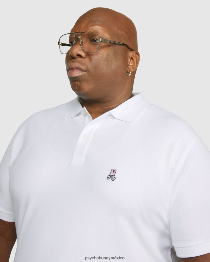 polo clásico para hombre grande y alto blancoR46422416 Psycho Bunny