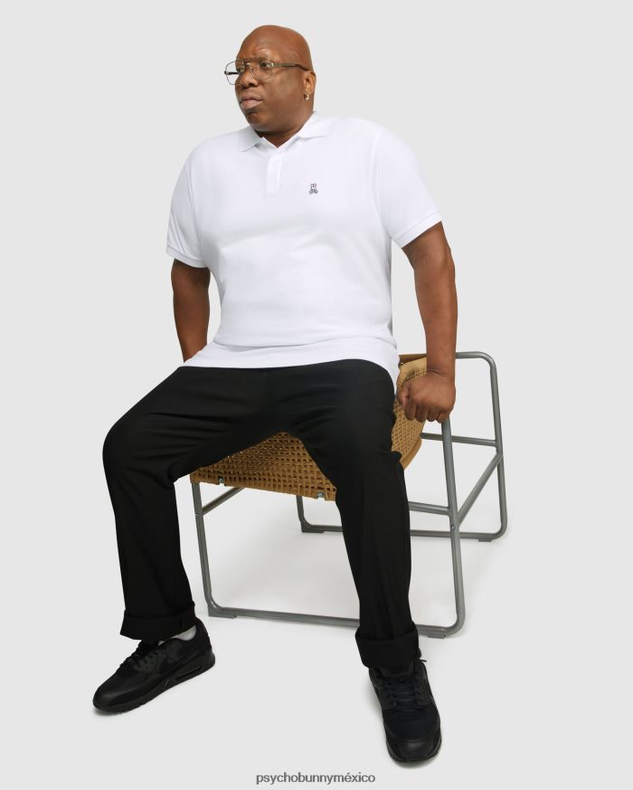 polo clásico para hombre grande y alto blancoR46422416 Psycho Bunny