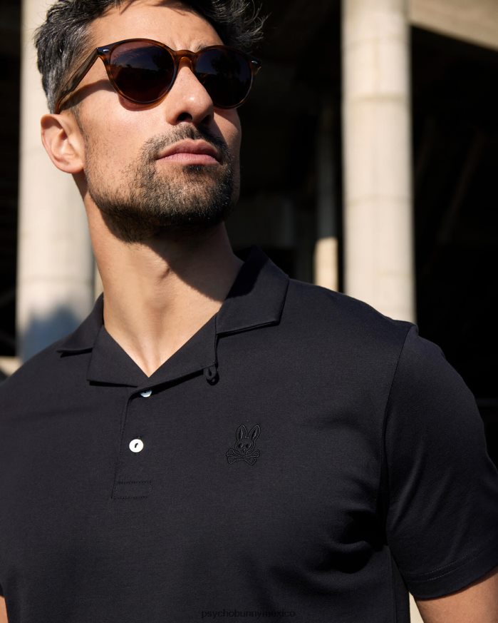 polo crowe de punto liso para hombre negroR464222 Psycho Bunny