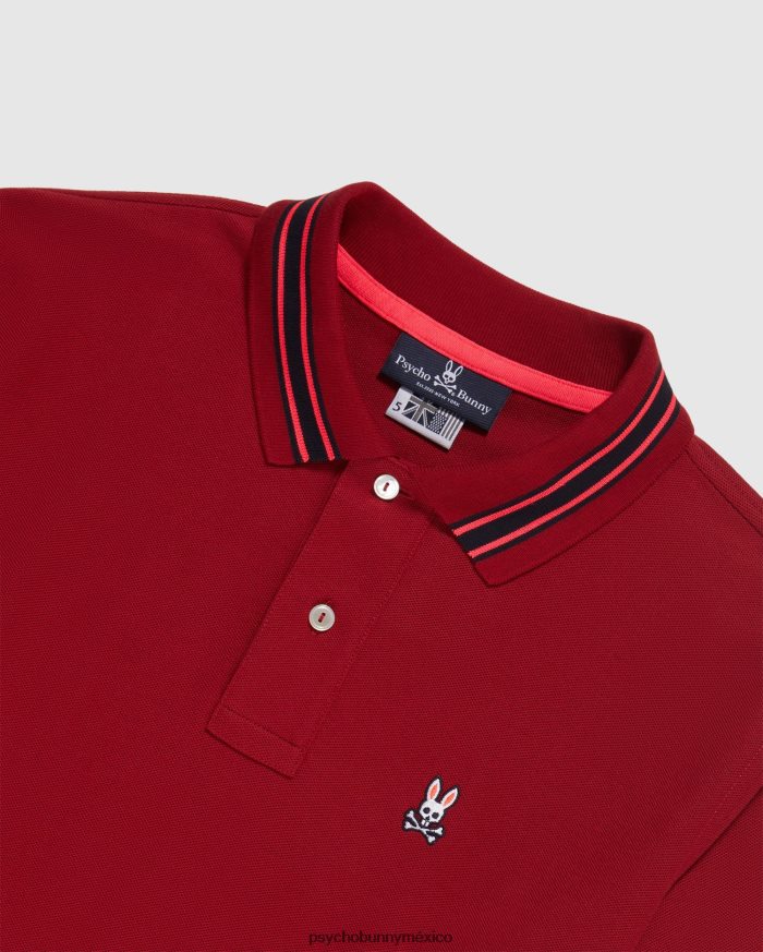 polo de manga larga a rayas con cuello estacada para hombre río rojoR46422104 Psycho Bunny