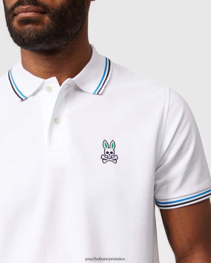 polo de moda a rayas con cuello sona para hombre blancoR4642279 Psycho Bunny