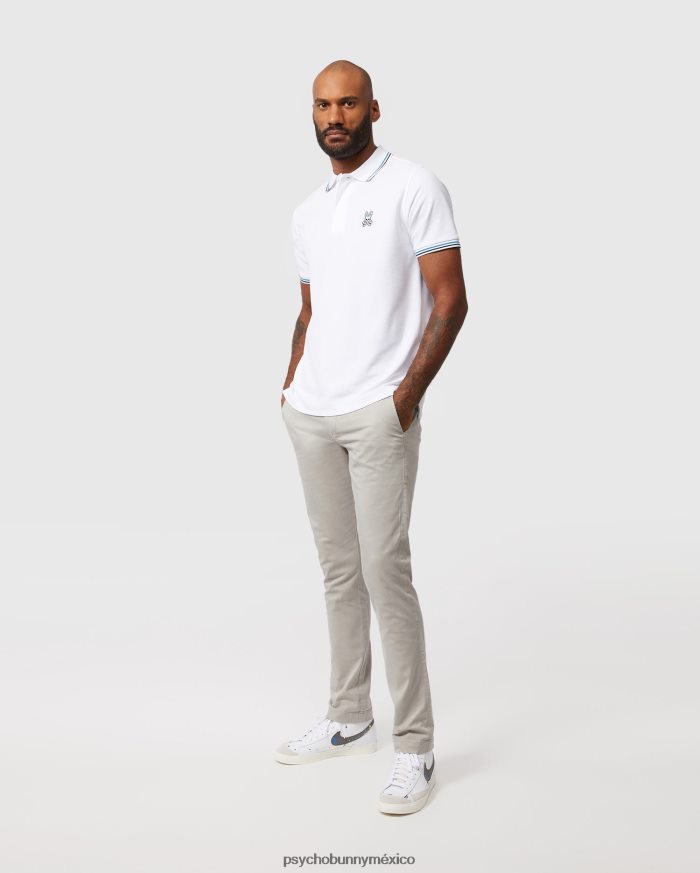 polo de moda a rayas con cuello sona para hombre blancoR4642279 Psycho Bunny