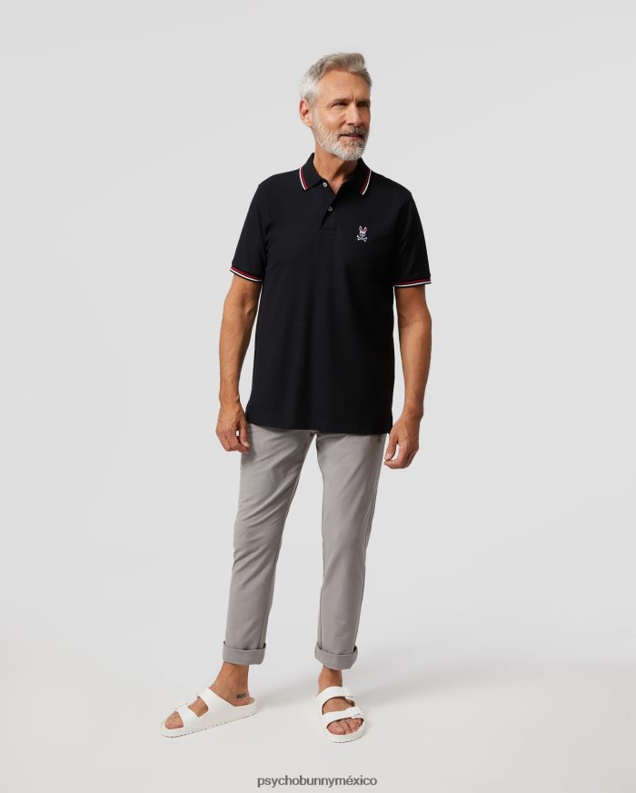 polo de moda a rayas con cuello sona para hombre negroR4642270 Psycho Bunny