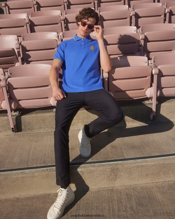 polo de moda de piqué bancos para hombre azul brillanteR4642252 Psycho Bunny