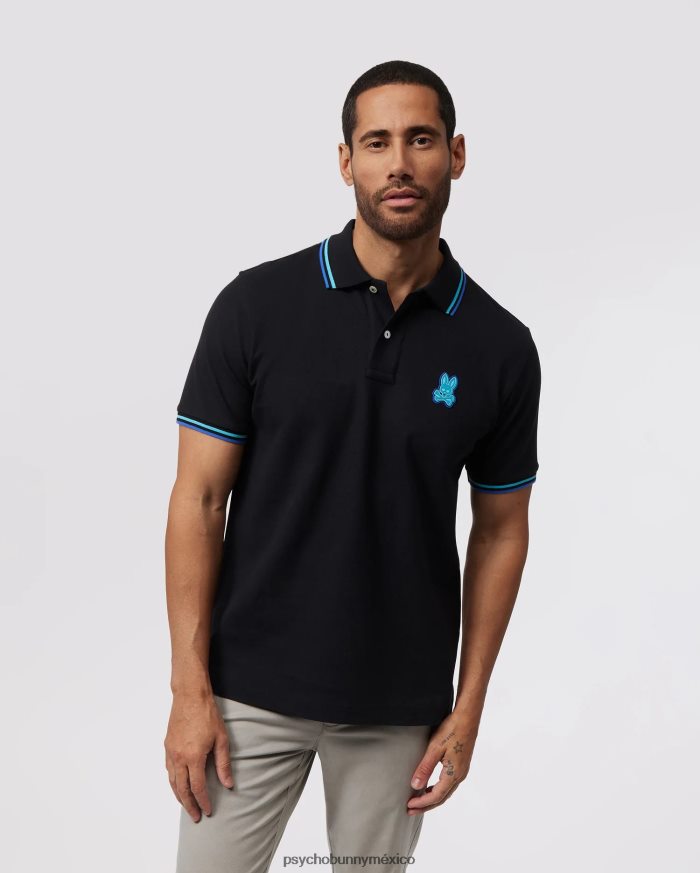 polo de moda de piqué bancos para hombre negroR464228 Psycho Bunny