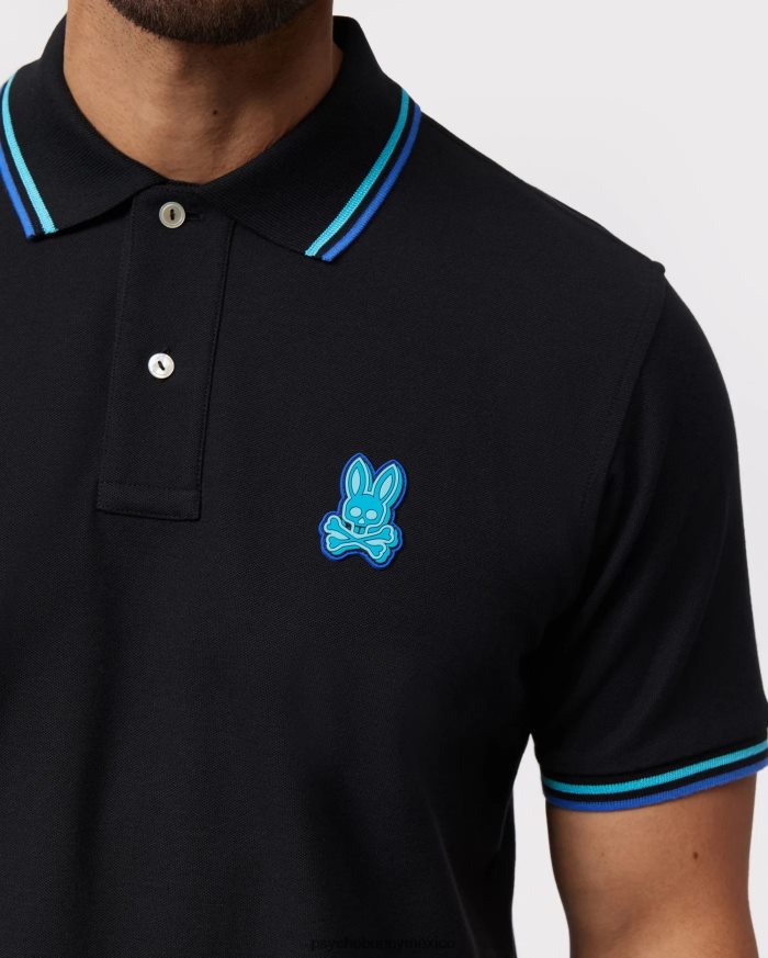 polo de moda de piqué bancos para hombre negroR464228 Psycho Bunny
