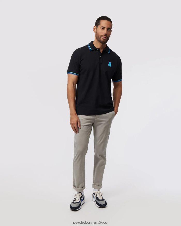 polo de moda de piqué bancos para hombre negroR464228 Psycho Bunny