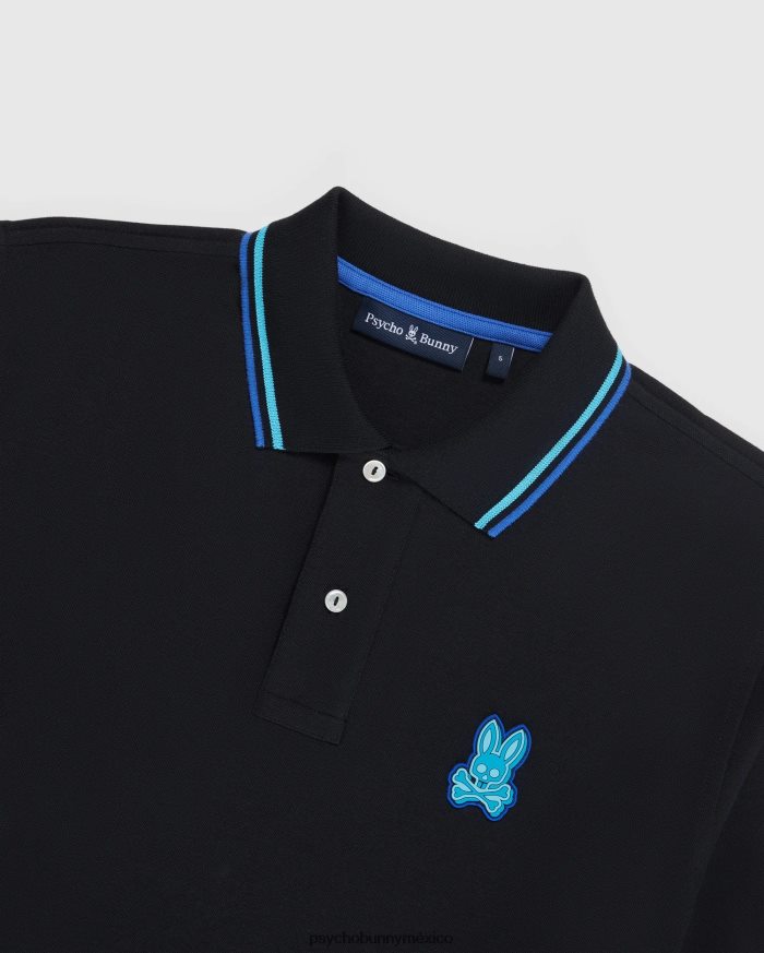 polo de moda de piqué bancos para hombre negroR464228 Psycho Bunny