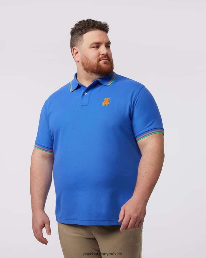 polo de moda de piqué de bancos grandes y altos para hombre azul brillanteR46422395 Psycho Bunny