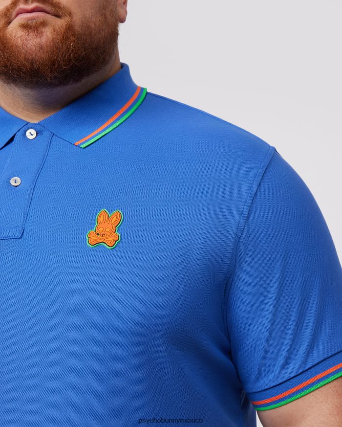 polo de moda de piqué de bancos grandes y altos para hombre azul brillanteR46422395 Psycho Bunny