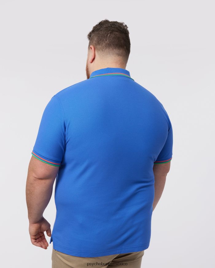 polo de moda de piqué de bancos grandes y altos para hombre azul brillanteR46422395 Psycho Bunny