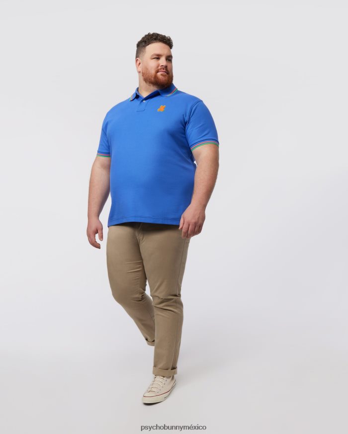 polo de moda de piqué de bancos grandes y altos para hombre azul brillanteR46422395 Psycho Bunny