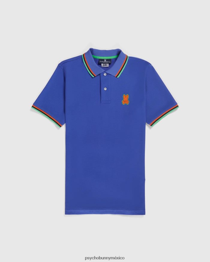 polo de moda de piqué de bancos grandes y altos para hombre azul brillanteR46422395 Psycho Bunny