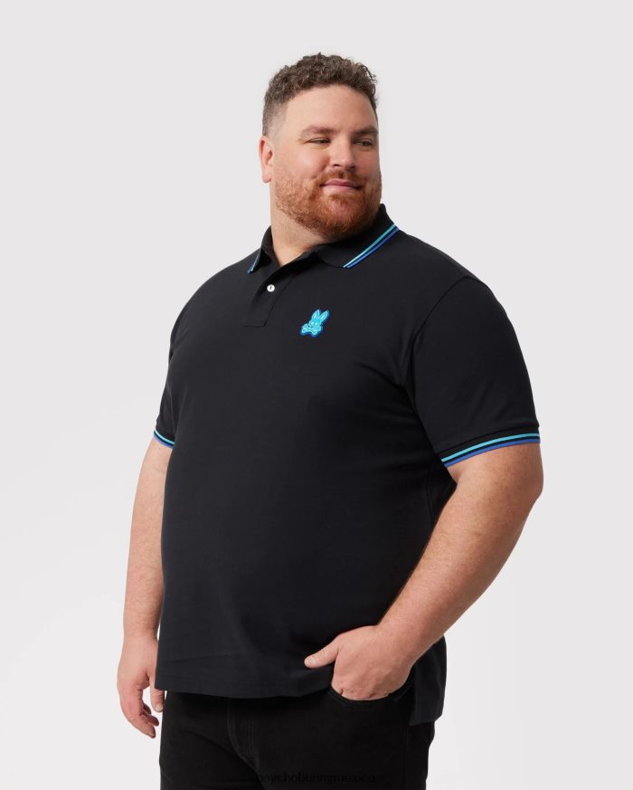polo de moda de piqué de bancos grandes y altos para hombre negroR46422388 Psycho Bunny