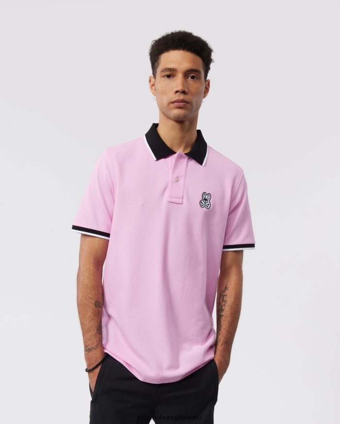 polo de moda de piqué de sarga para hombre rosa puroR464221 Psycho Bunny