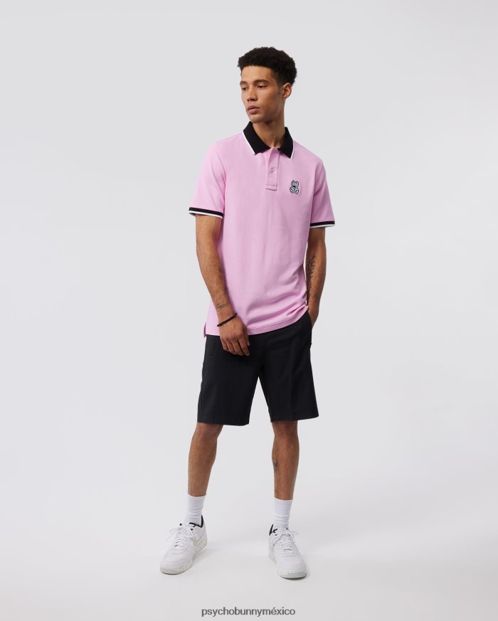 polo de moda de piqué de sarga para hombre rosa puroR464221 Psycho Bunny