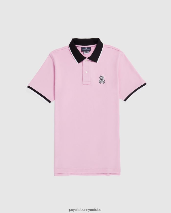 polo de moda de piqué de sarga para hombre rosa puroR464221 Psycho Bunny