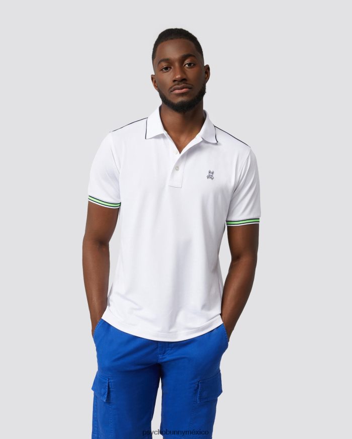 polo deportivo a rayas con cuello olex para hombre blancoR46422101 Psycho Bunny