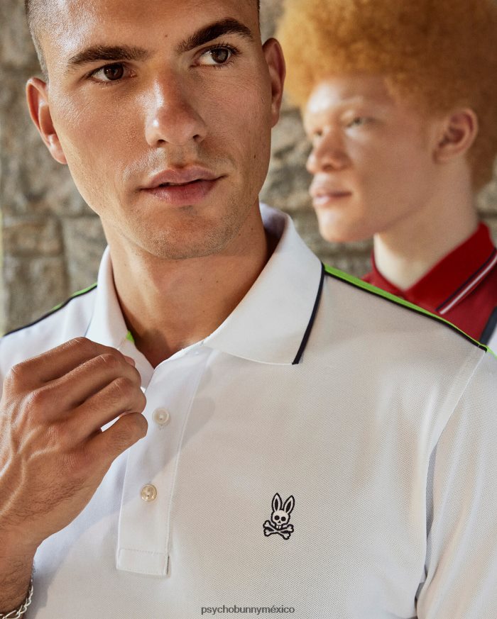 polo deportivo a rayas con cuello olex para hombre blancoR46422101 Psycho Bunny