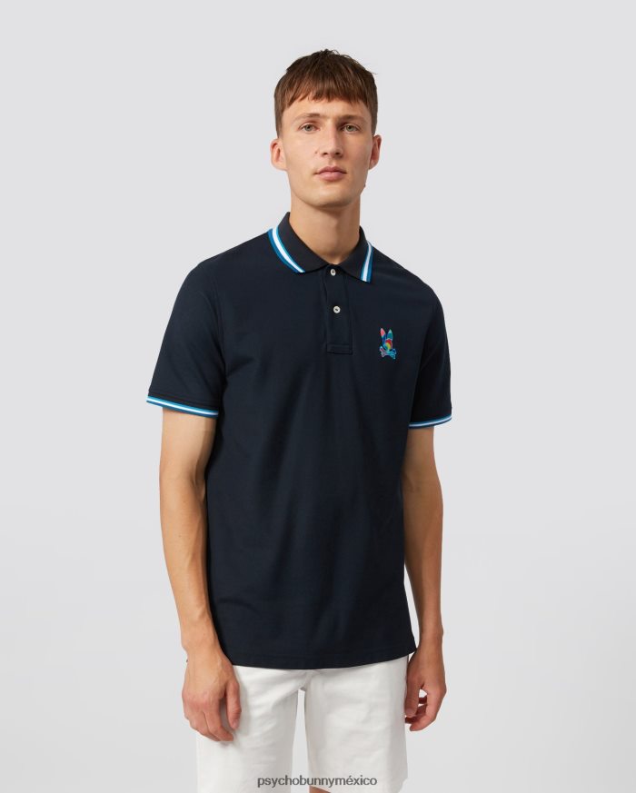 polo hilsboro de manga corta con cuello a rayas para hombre ArmadaR4642269 Psycho Bunny