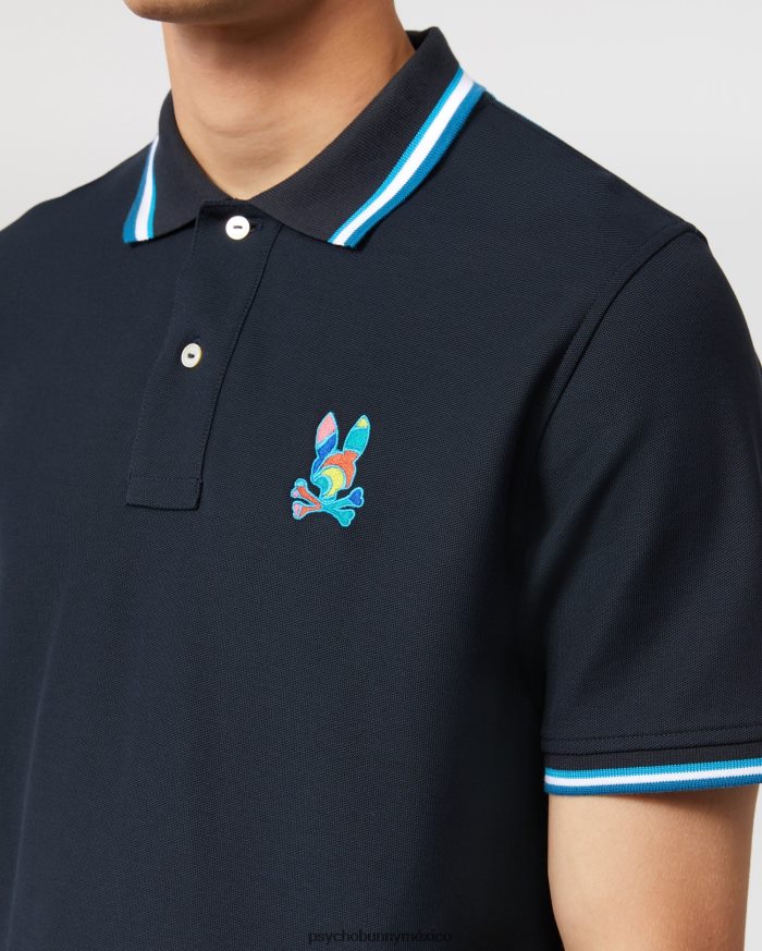 polo hilsboro de manga corta con cuello a rayas para hombre ArmadaR4642269 Psycho Bunny