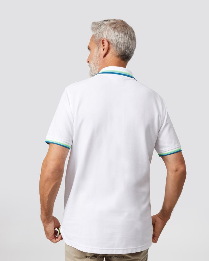polo hilsboro de manga corta con cuello a rayas para hombre blancoR46422100 Psycho Bunny