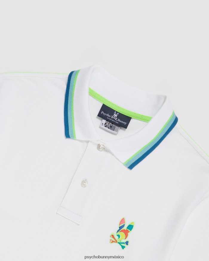 polo hilsboro de manga corta con cuello a rayas para hombre blancoR46422100 Psycho Bunny