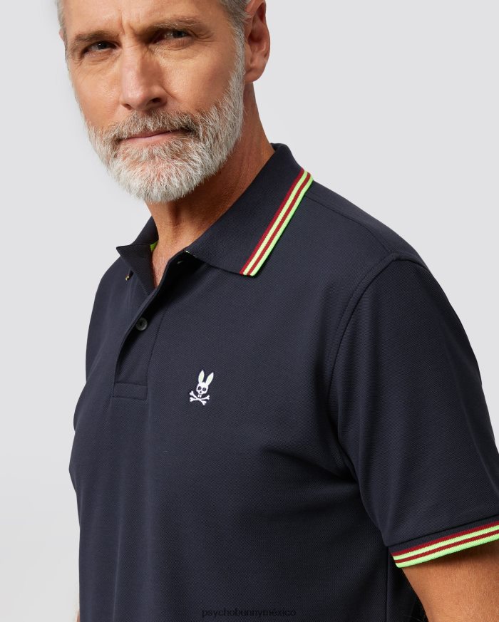 polo ochoco de manga corta con cuello a rayas para hombre ArmadaR46422103 Psycho Bunny