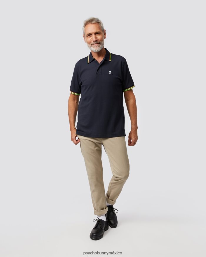 polo ochoco de manga corta con cuello a rayas para hombre ArmadaR46422103 Psycho Bunny